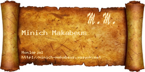 Minich Makabeus névjegykártya